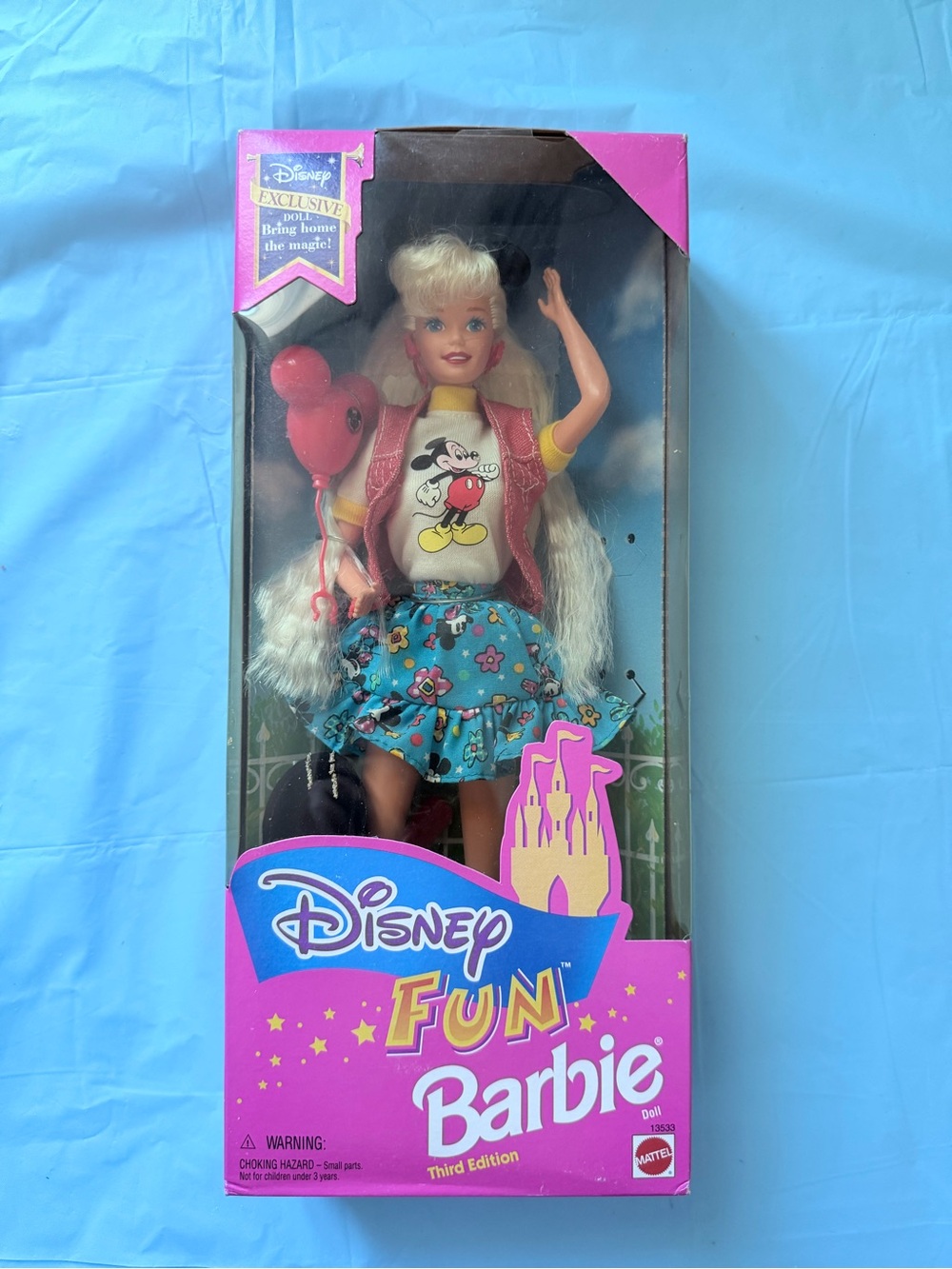 Mattel Barbie Doll with Blonde Hair, Pink, Blue, Yellow